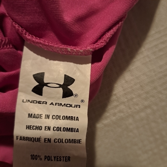 Under Armour girls 3T pink & purple shirt with lime printing, heat gear - Picture 4 of 4